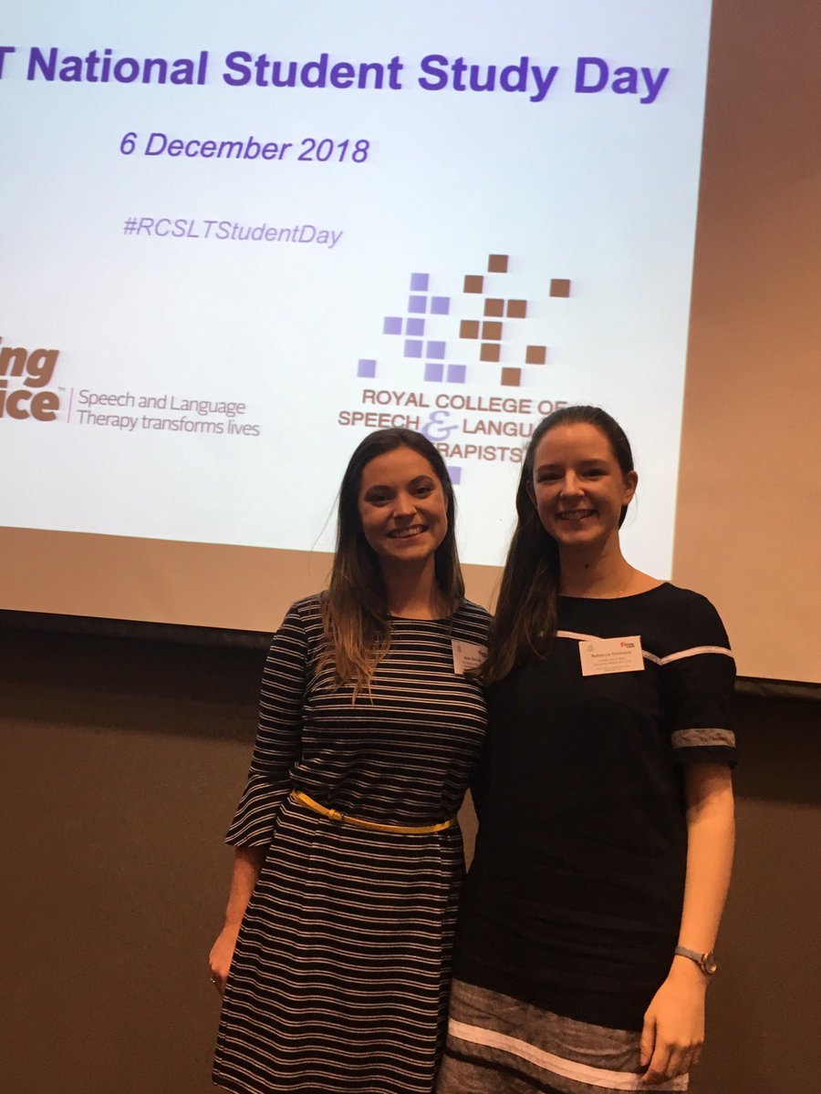 A year ago, I attended the #RCSLTStudentday and sat beside a complete stranger @chatterbecks_18. Today, we we met again and were both presenting at this year’s study day as Newly Qualified Practitioners... talk about progress! @RCSLT #RCSLT #slt #nqp #dreambig #MySltDay