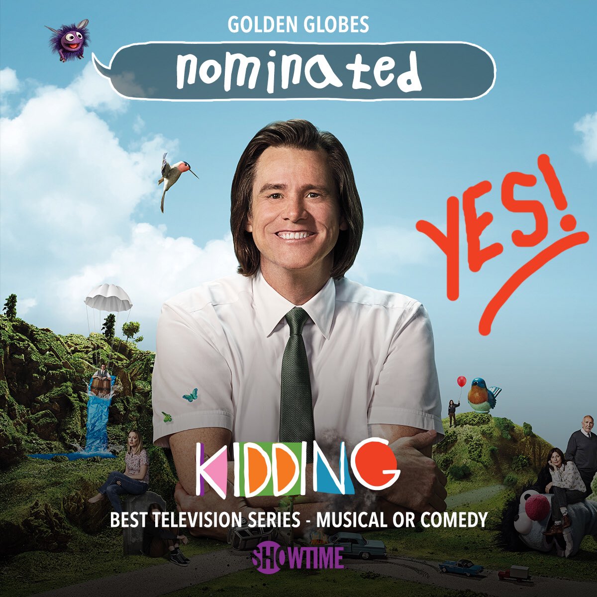 Amazing honor! Two Globe noms! Congrats &amp; thank you to my fellow friends &amp; partners <a href="/yodaveholstein/">Dave Holstein</a> <a href="/MichelGondry/">Michel Gondry</a> @JimCarrey @SHOKidding and our entire #Kidding family: #GoldenGlobe nomination for Best Television Series &amp; Best Actor - Musical or Comedy!