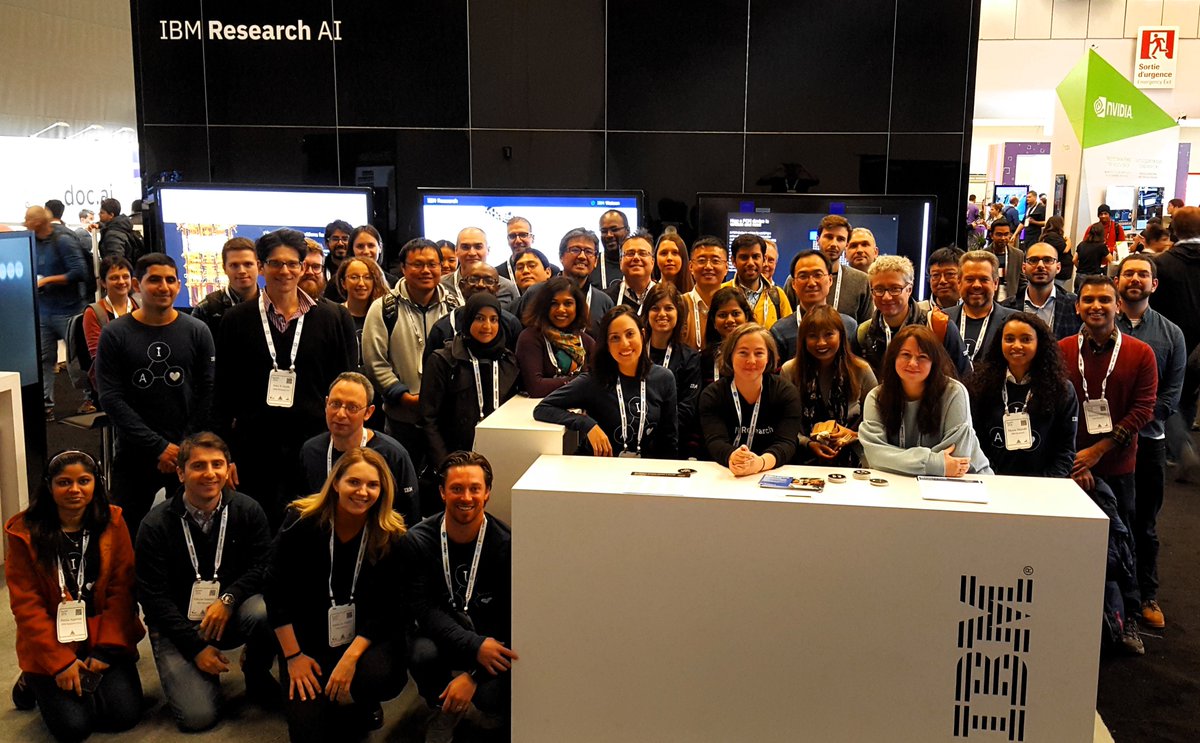 emcgettie's tweet image. RT JohnRSmithMM: Group photo of our amazingly talented team of #IBMResearchAI researchers at the #IBM booth at #NeurIPS2018