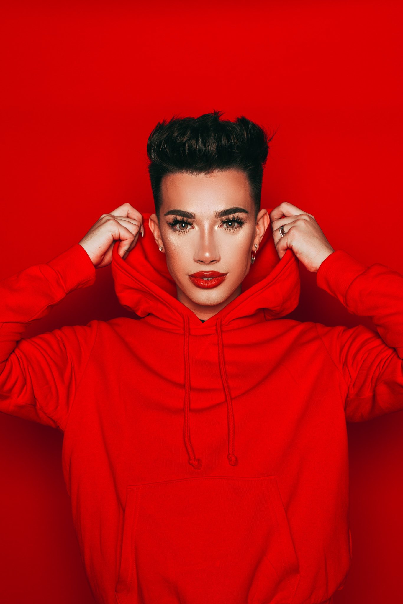 Red james charles hoodie sale