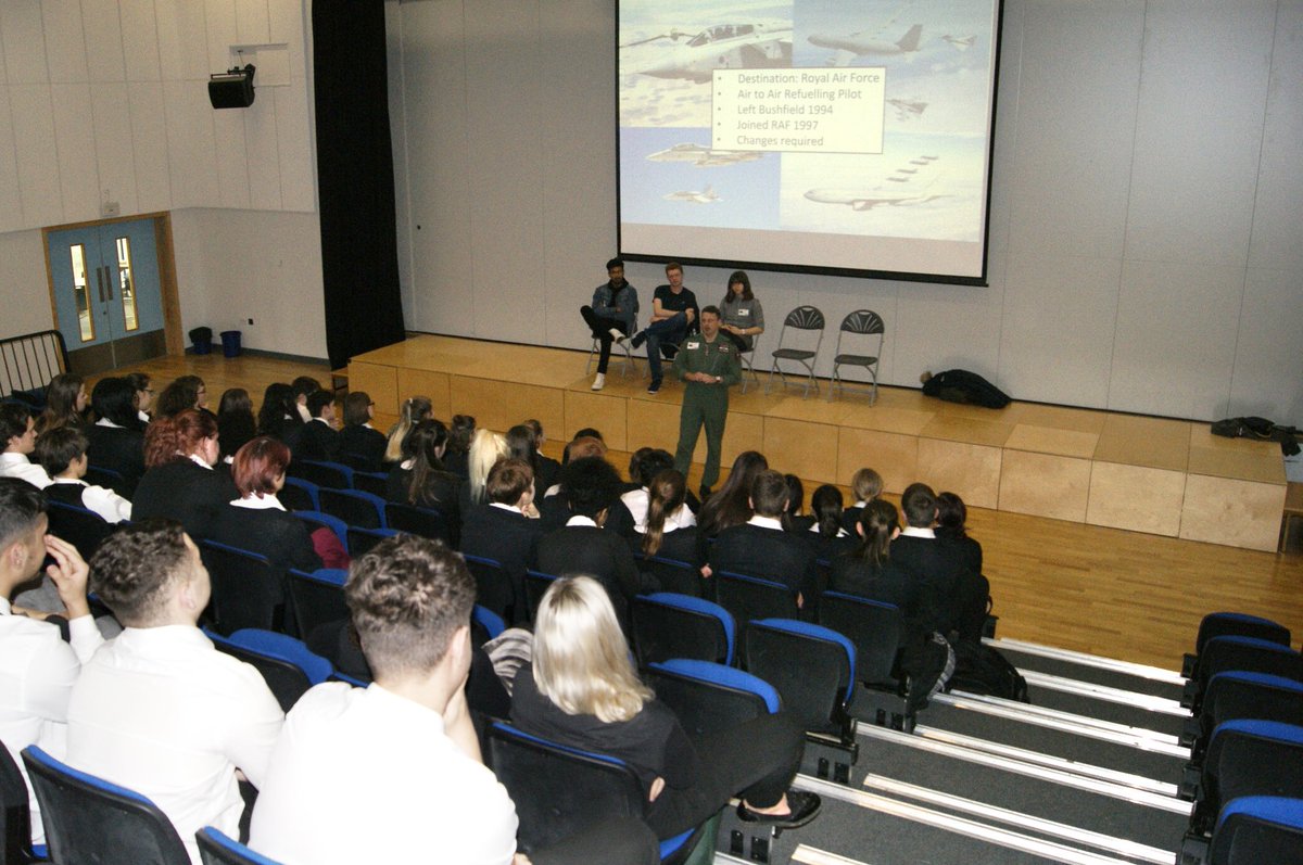 OBAsixthform's tweet photo. Members of our alumni came to talk to our year 13 students about life beyond sixth form. Thank you to Raman from @dmuleicester  Jamie from @DerbyUni Sylwia from @JesusCollegeCam and Jamie from the RAF for an informative and inspiring session! https://t.co/D3q1pJHCZy