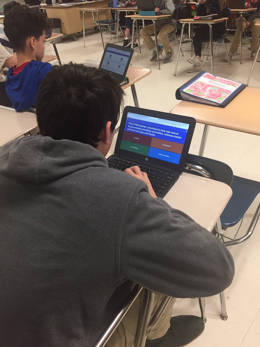 TMrofchak's tweet photo. 8th grade students @ #CFEVS brainstorming ways to make a difference in our community-with an intro to the unit using Gimkit! https://t.co/waspCZgQBV