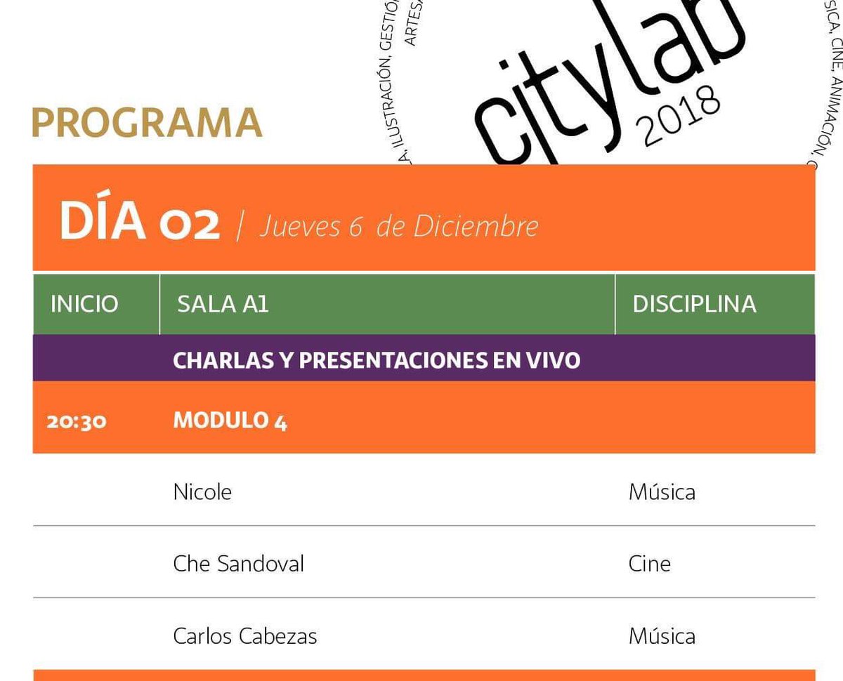 DÍA 2💡/ La música y el cine son los protagonistas de nuestros cuarto módulo ⚡️ <a href="/nicolemusica/">Nicole</a> habla de su proceso de creación musical y de su docu  🎶🌺 <a href="/che_sandoval/">Che Sandoval #GordoSeViene</a> nos cuenta cómo fue dirigir @drymartinalapelicula 🎬🎞💡y @cabezasresplandor llega con sus composiciones 🤜🤛