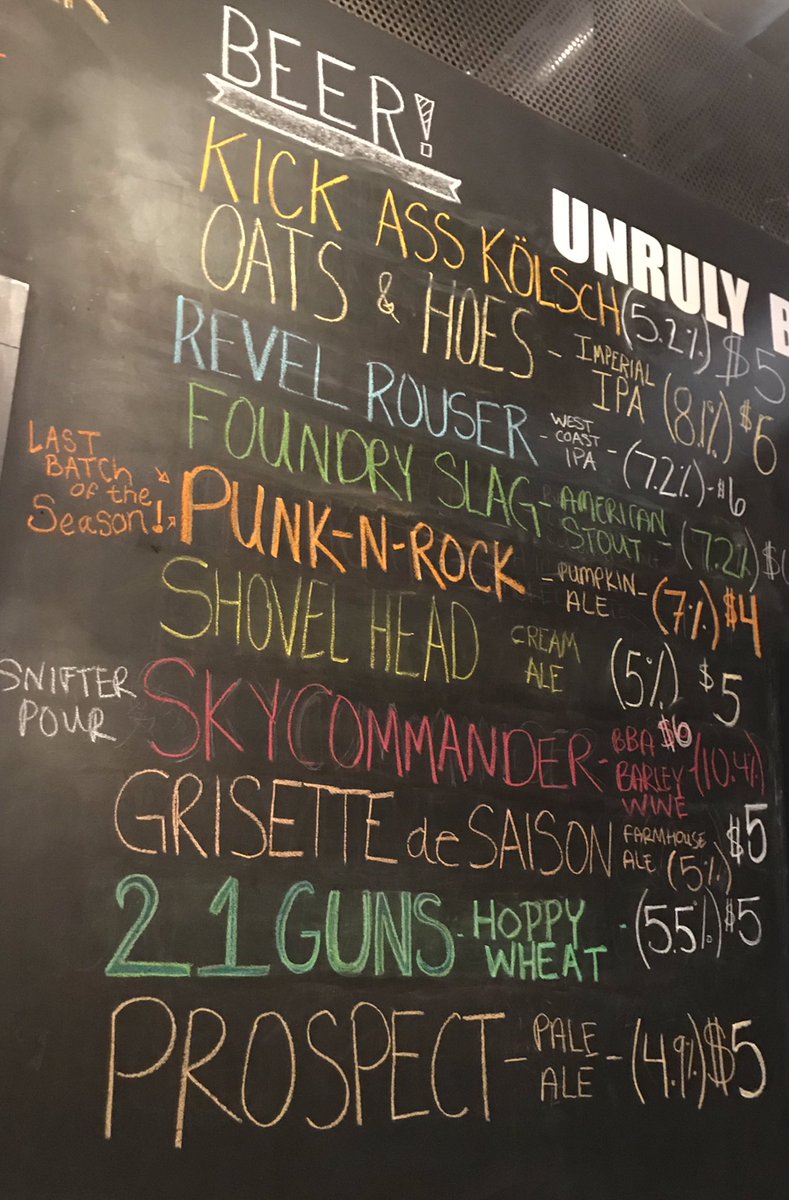 Great list for a thirsty Thursday #unrulybrewing #mibeer