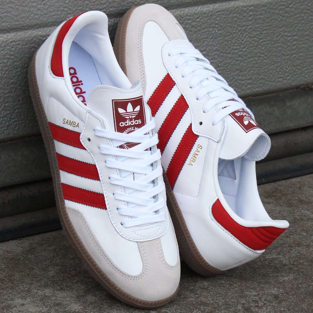 80s Casual Classics on Twitter: "Stunning 80s adidas leather in White/Red with dark gum sole available in sizes 6-12 at £69.95. A shoe that offers a fresh, clean and sleek look