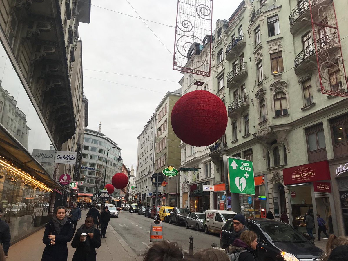 SuttonHighMFL's tweet photo. A very exciting first day today ! An early 03:45 start and we’re feeling a little tired but our spirits are still high !! Lovely day exploring the Stattemple Synagogue and museum, St Stephens Cathedral and Christmas market. We then finally visited the Time Travel museum! https://t.co/bD7FvPQU1C