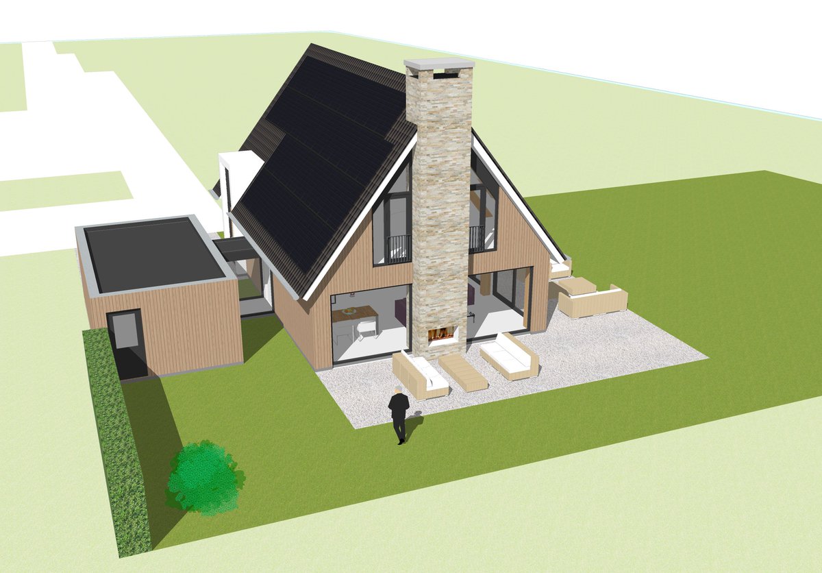 In opdracht van <a href="/Villabouwnl/">Villabouw-nederland</a> hebben wij deze schuurwoning ontworpen. De schuurwoning met houten gevels en natuurstenen schoorsteen zal gerealiseerd worden in Delft. Het schetsontwerp is enthousiast ontvangen door de opdrachtgevers!