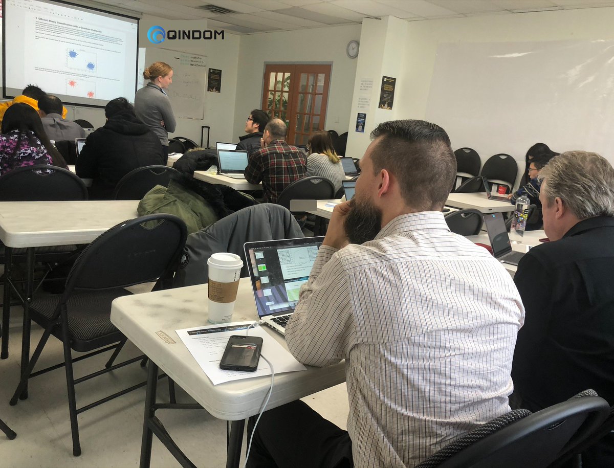 Qindom_Inc's tweet photo. @Qindom_Inc two-day training session with @dwavesys on quantum programming and quantum machine learning. Special thanks to both of the coaches, Victoria Horan Goliber and Aaron Lott, and Diane Carr and Greg Gabrenya for organizing the training and paying us the visit. https://t.co/ysIUoJPqCF