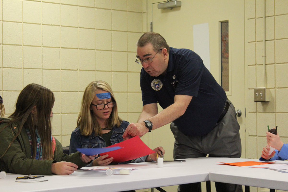 RIWGAE's tweet photo. Lt Col Richard Courtney and 1st Lt Mark Courtney visited Rocky Hill Middle School to lead an aerospace workshop. Want to learn more about what CAP can do for your school? Contact us today! #RI #STEM https://t.co/qqlHsxF1Cb