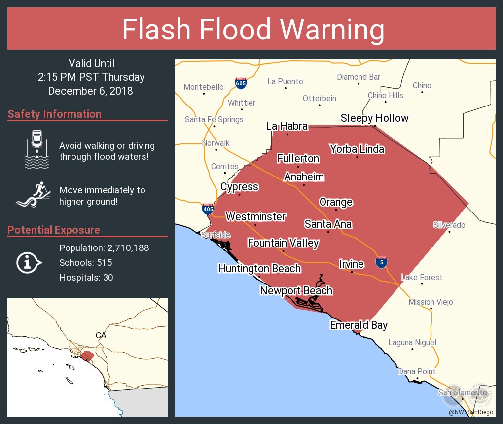 NWS San Diego on Twitter "Flash Flood Warning including Anaheim CA