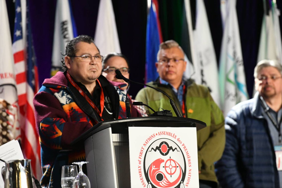 AFN_Updates's tweet photo. AFN leaders, delegates and National Chief @PerryBellegarde welcome Papaschase First Nation as a member of the Assembly of First Nations. #AFNSCA2018 https://t.co/ZqeB46pSof