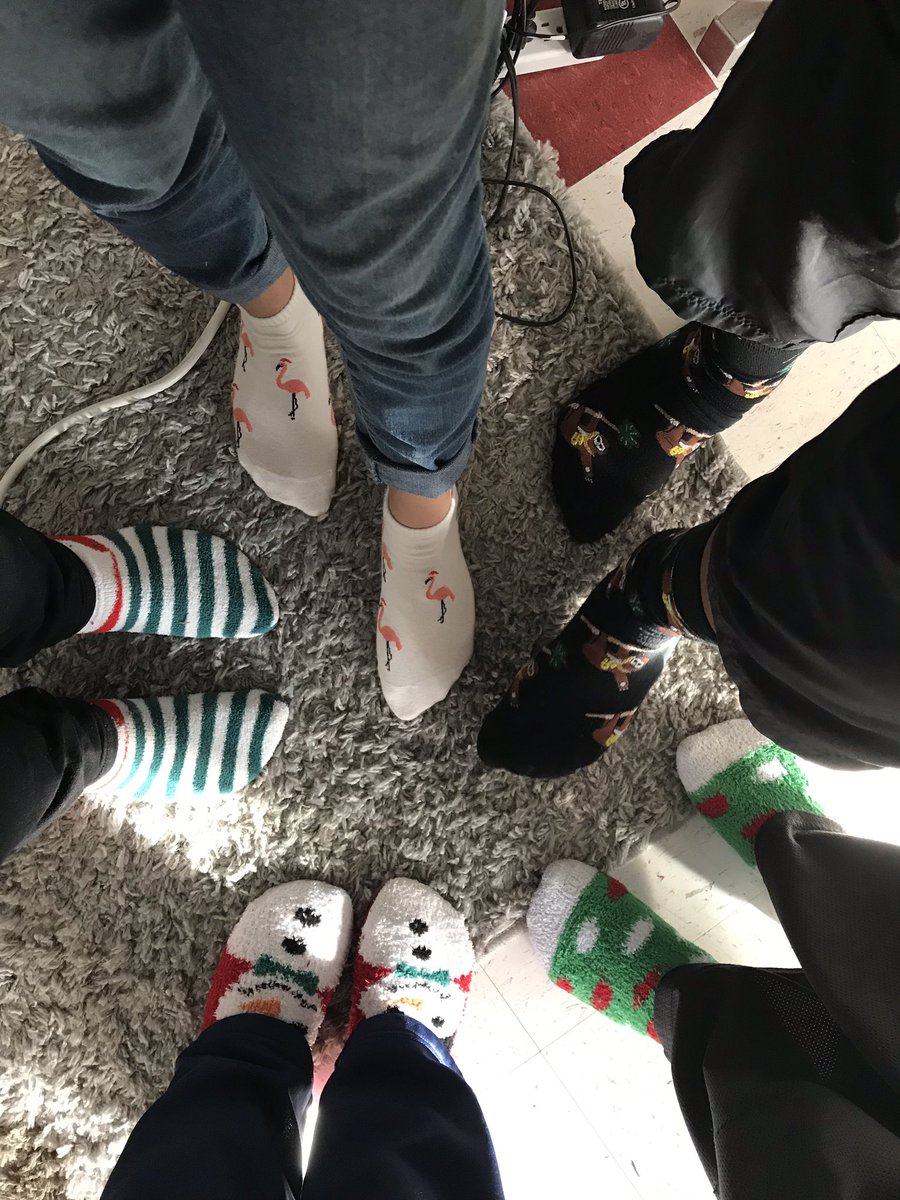 1210Sabres's tweet photo. Rounding out day two with some great socks from 5th and 6th periods! #SMSReindeerGames2018 #SMSTeamUNC https://t.co/6eiDNDjuu4