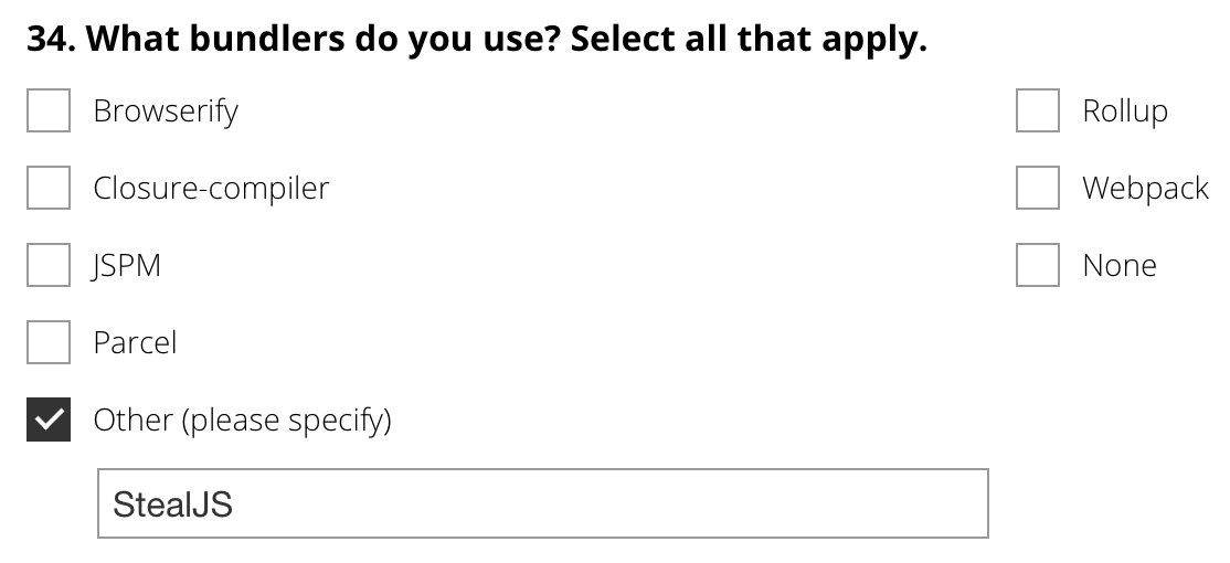 stealjs's tweet image. Who voted for StealJS in the npm JS ecosystem survey? npmjs.com/2018-javascrip…