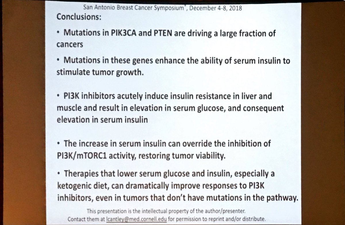 nicolobattisti's tweet photo. Fascinating talk by L Cantley about impact of insulin levels (&amp; diet) on therapeutic effect of PI3K inhibitors at #SABCS18 - this is so relevant to routine clinical practice @SABCSSanAntonio #bcsm https://t.co/2g1DaX3ScF