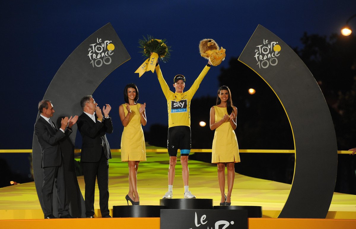 JonCycleKW's tweet photo. In 2013 Team Sky wins the Tour de France for the second year in a row!! A British rider had not won the Tour de France before 2012 in points classification. Incredible performance of Team Sky!! Photo Source (https://t.co/QPPh7CafQs) @LeTour @TeamSky @WaterlooCC #bike #cyclinglife https://t.co/pnwQhP2fBM