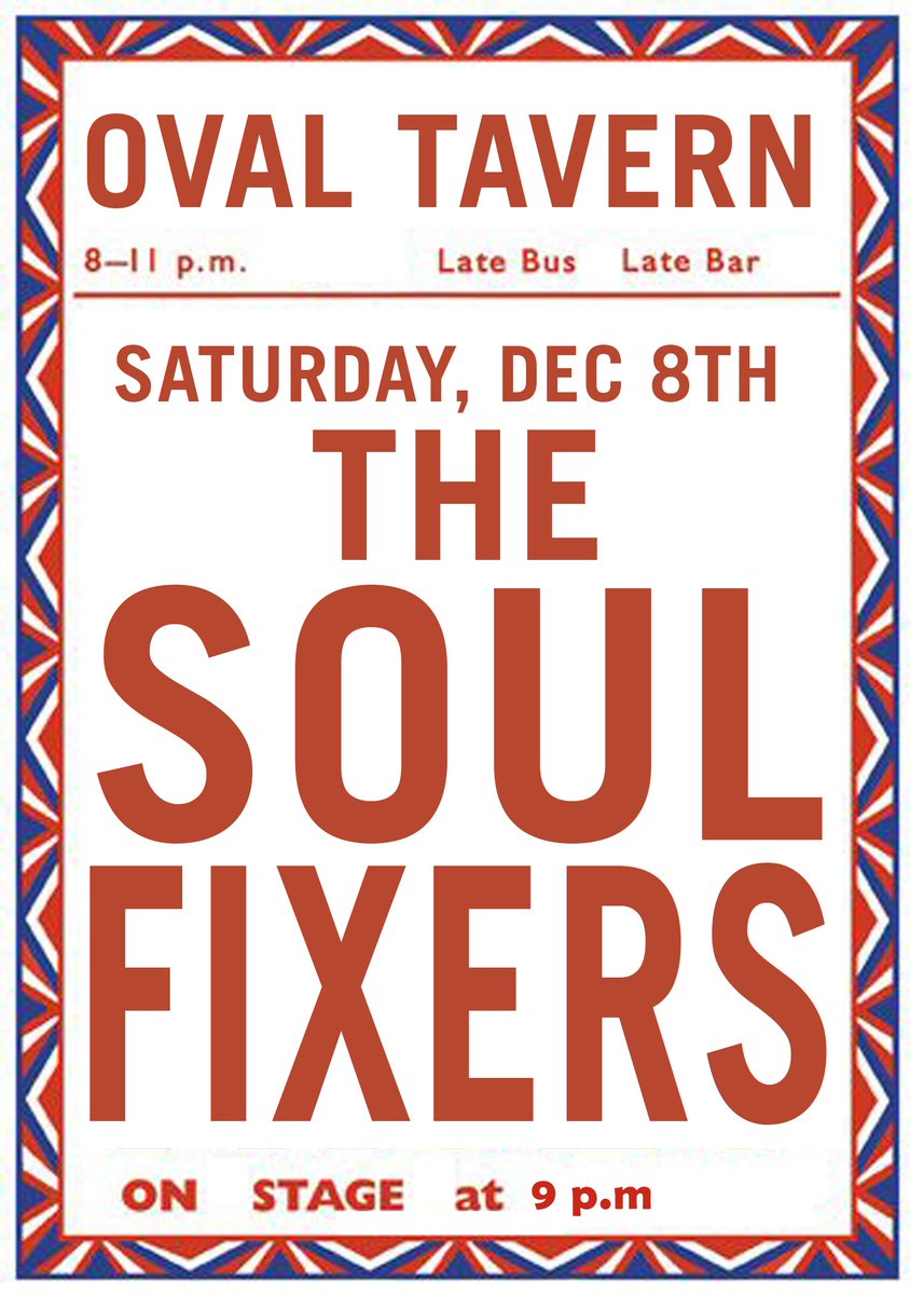 THE SOUL FIXERS (@soulfixers) on Twitter photo We're looking forward to playing at <a href="/theovaltavern/">The Oval Tavern</a> #Croydon this Saturday. Hope to see you there! We're looking forward to playing at <a href="/theovaltavern/">The Oval Tavern</a> #Croydon this Saturday. Hope to see you there!