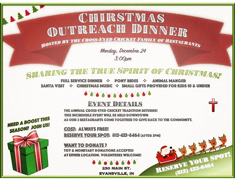 COMFORTbytheCEC's tweet photo. Know a family needing a boost this season?🎅 Share our FREE Christmas Outreach Dinner!🎄

Info: https://t.co/1iIHUkimXW 

#evansville 🎁 #evvdt https://t.co/7O9qJrzHNT