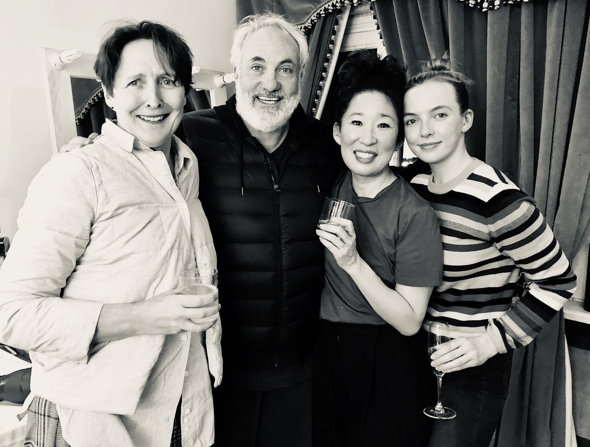 IamSandraOh's tweet photo. Celebrating @KillingEve nom w/ @jodiecomer Fiona Shaw &amp; @KimBodniaDK #GoldenGlobes https://t.co/DNgI5jJ9QT
