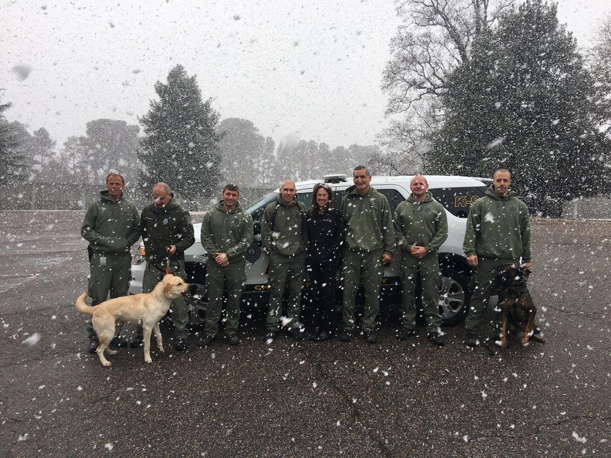 Looks like <a href="/MissionBBQ/">MISSION BBQ</a> of Midlothian brought us more than a wonderful lunch yesterday...they brought the #snow too. (Great weather to train in.) Thank you so much for thinking of our #K9 officers on a cold and snowy day!
