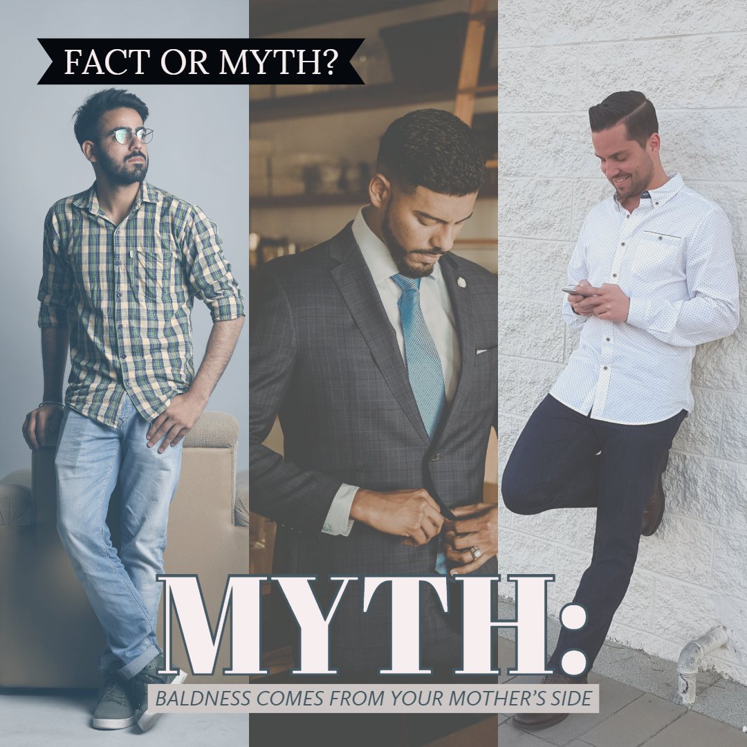 holthaircenter's tweet photo. It is a complete myth that baldness is inherited from only the mother’s side of the family. You hair future is determined by genes from both sides of your family and you have likely ended up with some mix of your parents’ hair genes. https://t.co/0mN8zOsmZe