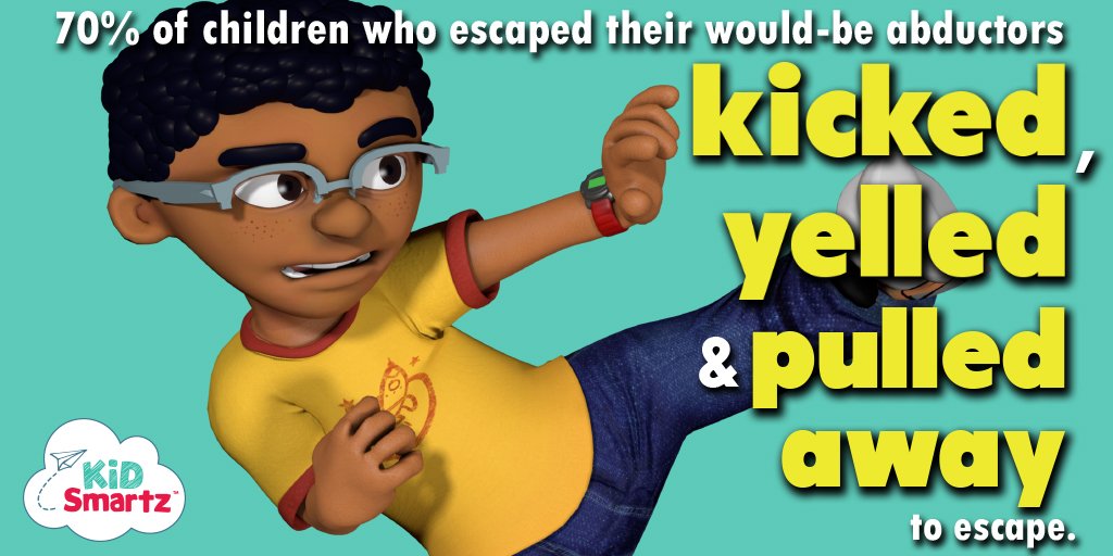 KidSmartz's tweet photo. #ThursdayThoughts NCMEC’s review revealed one extremely important fact: 70% of children  who escaped their would-be abductors did something proactive. 
This means the best  thing a child can do if someone tries to abduct them is take action instead of being passive or polite. https://t.co/GRrCSGAXRG