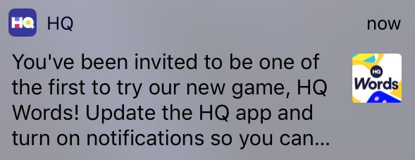 HQTriviaUKFans's tweet photo. @Livingitadam Received this notification yesterday and it let me join today’s game https://t.co/9JGmUuMCmm