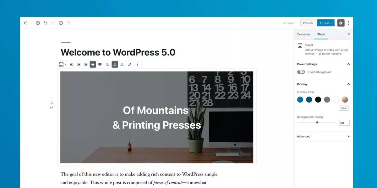 rauchg's tweet photo. WordPress 5.0 is absolutely brilliant.
Nearly 500 open-source contributors made it possible.

https://t.co/X994XDON2N https://t.co/9bhe0DEXn1