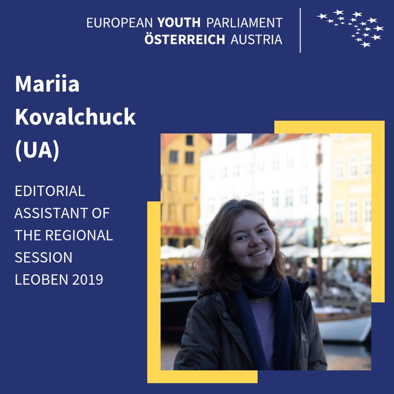 Last but not least, we still have yet to reveal the Editorial Assistant of the Regional Session Leoben. So, bringing this round of announcements to a close,  we could not be more delighted to have the lovely Maria Kovalchuk (UA) taking up the position.