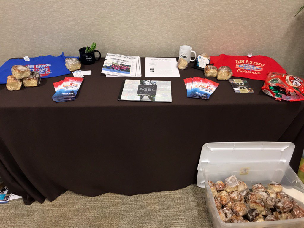 agbcamp's tweet photo. Recruiting summer staff at @ConnectPCC today and tomorrow. Come meet us in the Display Room and grab a homemade cinnamon roll while you're there! https://t.co/gAh3n97hLz