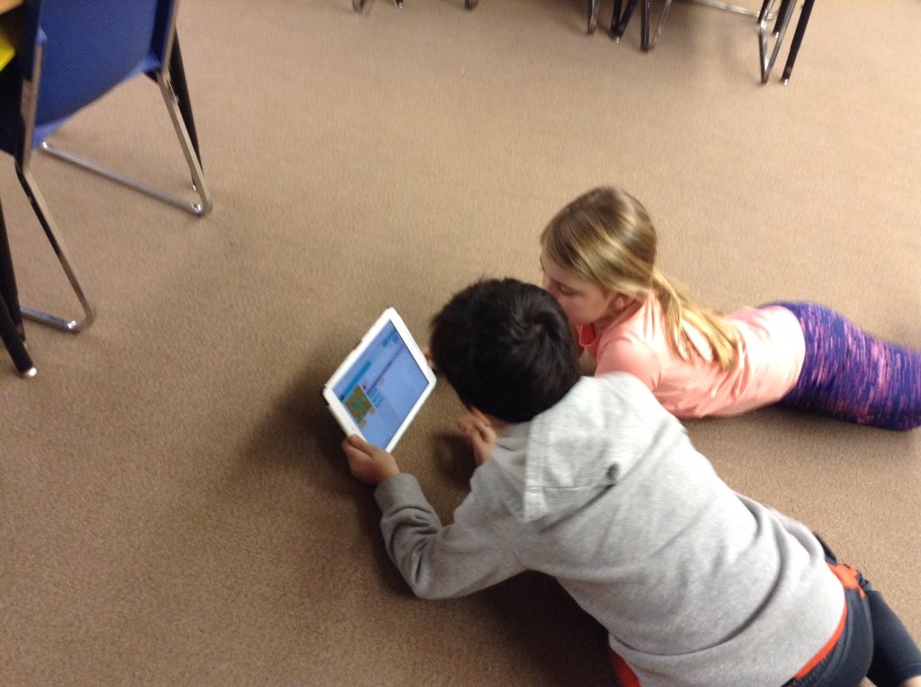 Hansen2ndGrade's tweet photo. Our first day on https://t.co/9yIYFQOxS3 was intense!! #LotsOfThinking #ComputerScience #TeamworkMakesTheDreamWork https://t.co/hXXJExsi9N