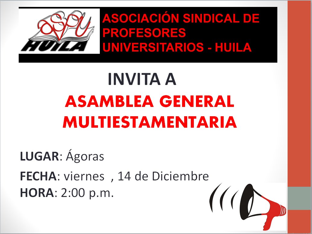 AspuHuila's tweet photo. VIERNES, 14 DE DICIEMBRE 2018 https://t.co/035BjPVDiX