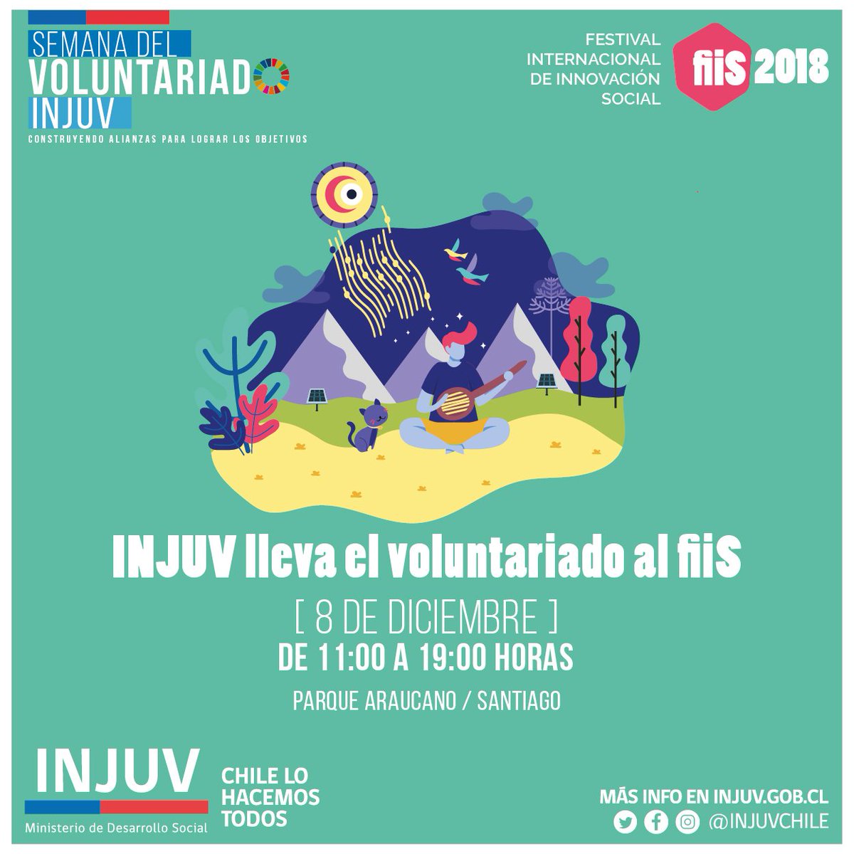InjuvChile's tweet photo. ¡Este sábado te esperamos en fiiS 2018! 
El espacio INJUV te sorprenderá con música en vivo, charlas, conservatorios y mucho más 🌳 Infórmate en https://t.co/KTtWoEAIFO https://t.co/30GEPnAma3