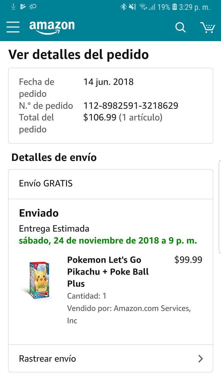 Decepcionado y triste por mi hijo <a href="/amazon/">Amazon</a> <a href="/AmazonHelp/">Amazon Help</a> nunca entregó la preventa de Pokémon Lets go Pikachu y la solución es devolver el dinero y no se puede comprar porque no tienen stock <a href="/NintendoAmerica/">Nintendo of America</a> Gracias Amazon por dañar la navidad de mi hijo
