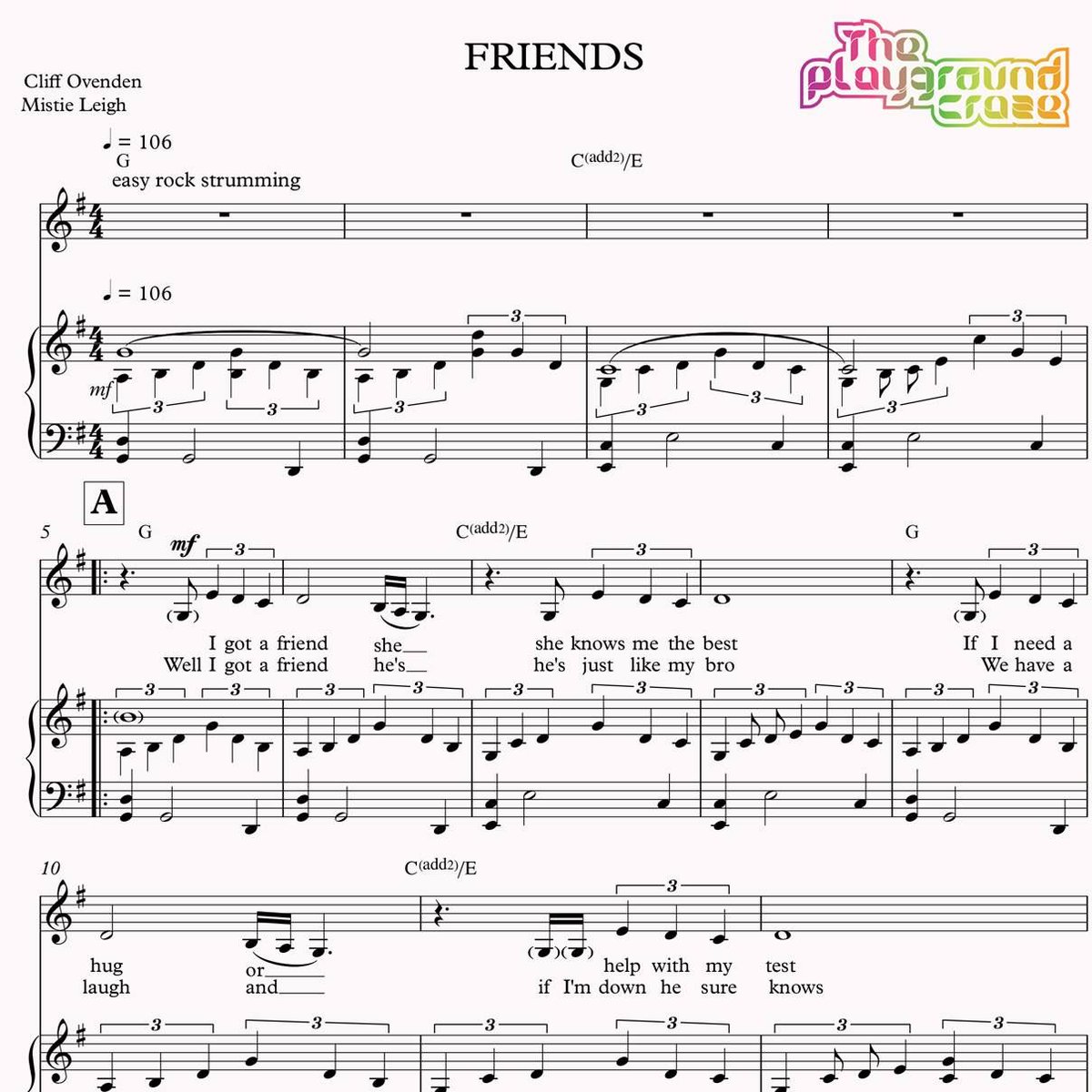 PlaygroundCraz's tweet photo. Be a Popstar with our downloadable sheet music. 'Friends' by The Playground Craze is great to sing with your school buddies.... https://t.co/j3gXxEQKaH https://t.co/A9YT4KYoYO