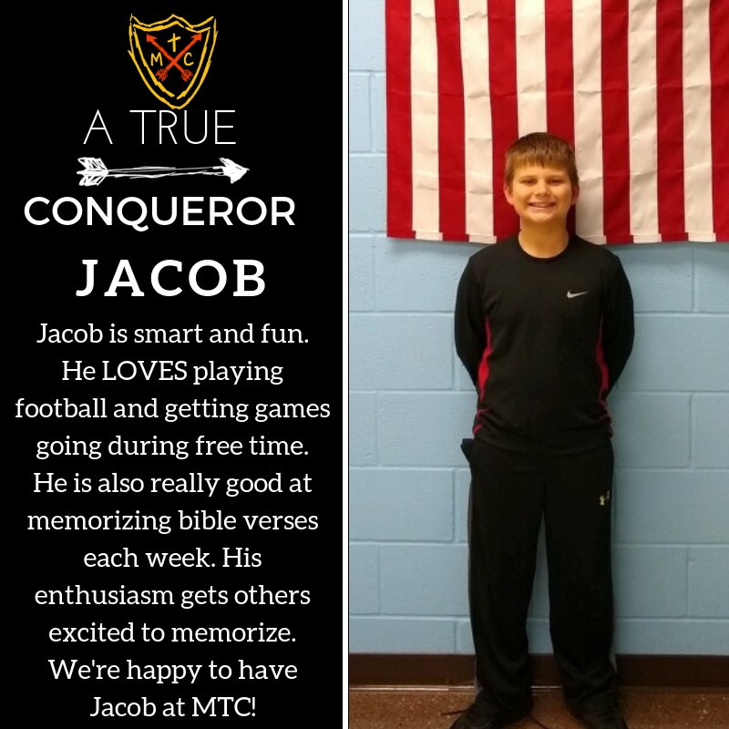 MoreThanConq's tweet photo. Our conqueror of the week is Jacob. He's a fun kid who is ready to play games, and memorize scripture!
#MTCPendleton
#ForPendleton https://t.co/oJjSm7Nr5R