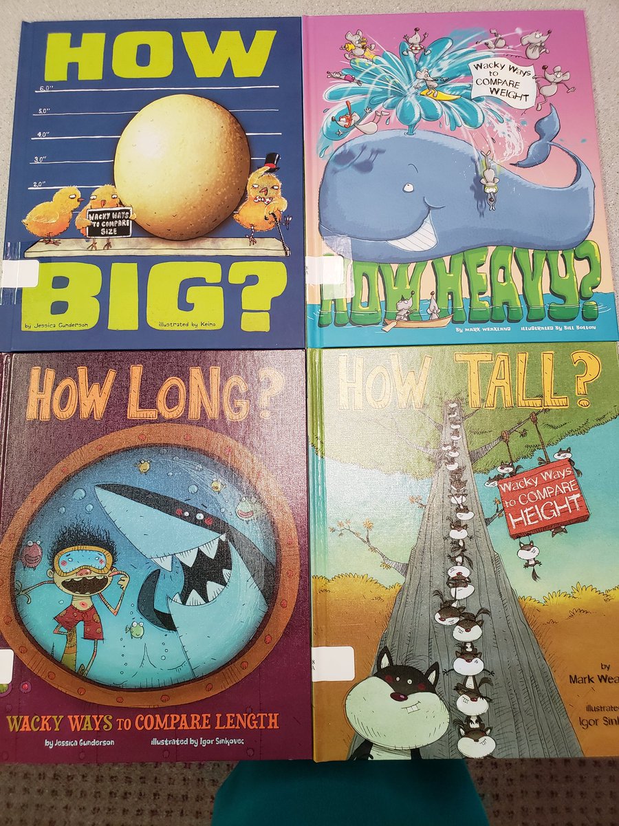 MToomeyGf's tweet photo. 4 great new books. They can be used to discuss size, weight, length, and height. #centurylibrary https://t.co/gpj0VsLWNG