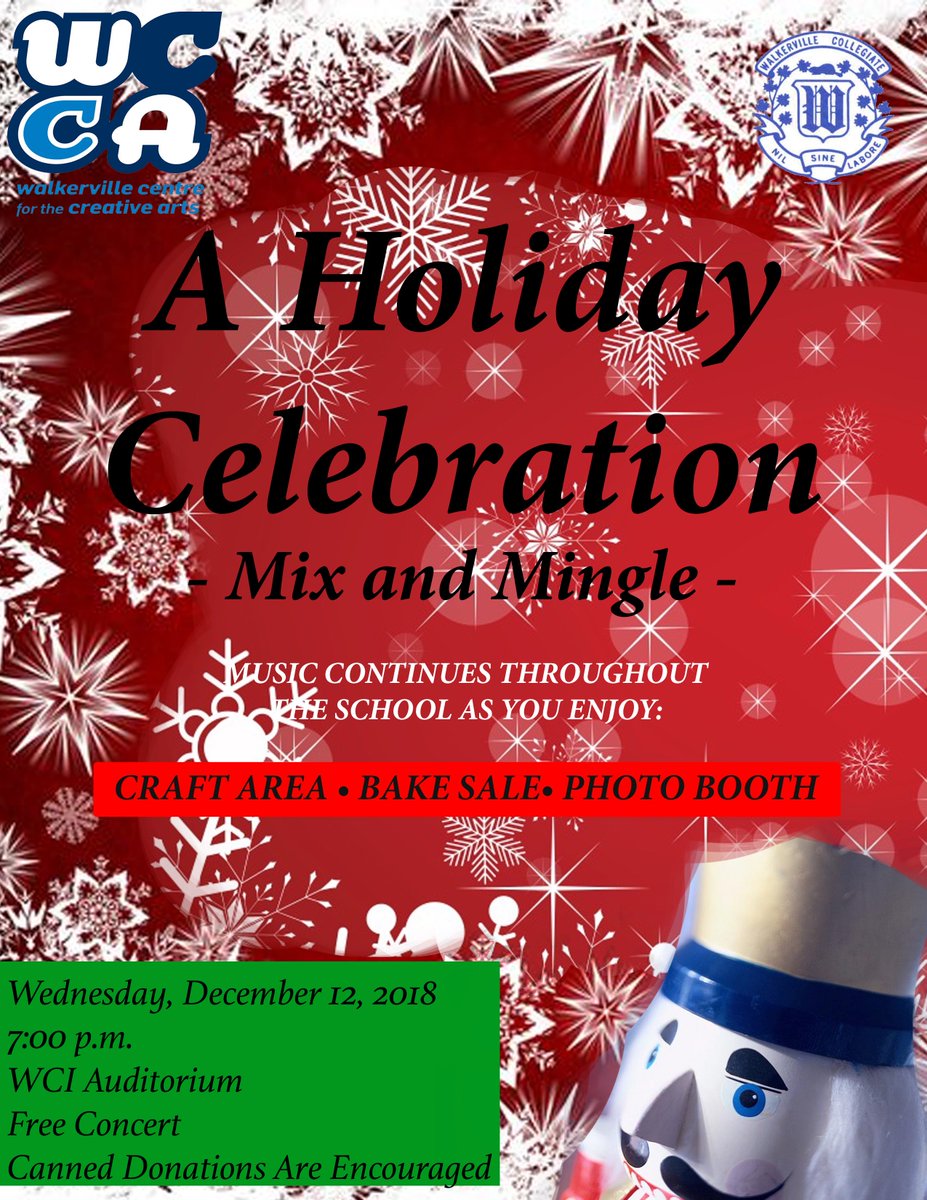 The best part of this time of year is sharing music with family and friends! Free concert with the incredible WCCA musicians and a festive mix and mingle for the whole family. Can donations are appreciated. @wci_wcca @WCCAVocal <a href="/gecdsbpro/">GECDSB PR</a> <a href="/GailNow/">Gail Robertson-ChiefCuriosityOfficer</a> <a href="/OfficialWCCA/">WCCA</a>