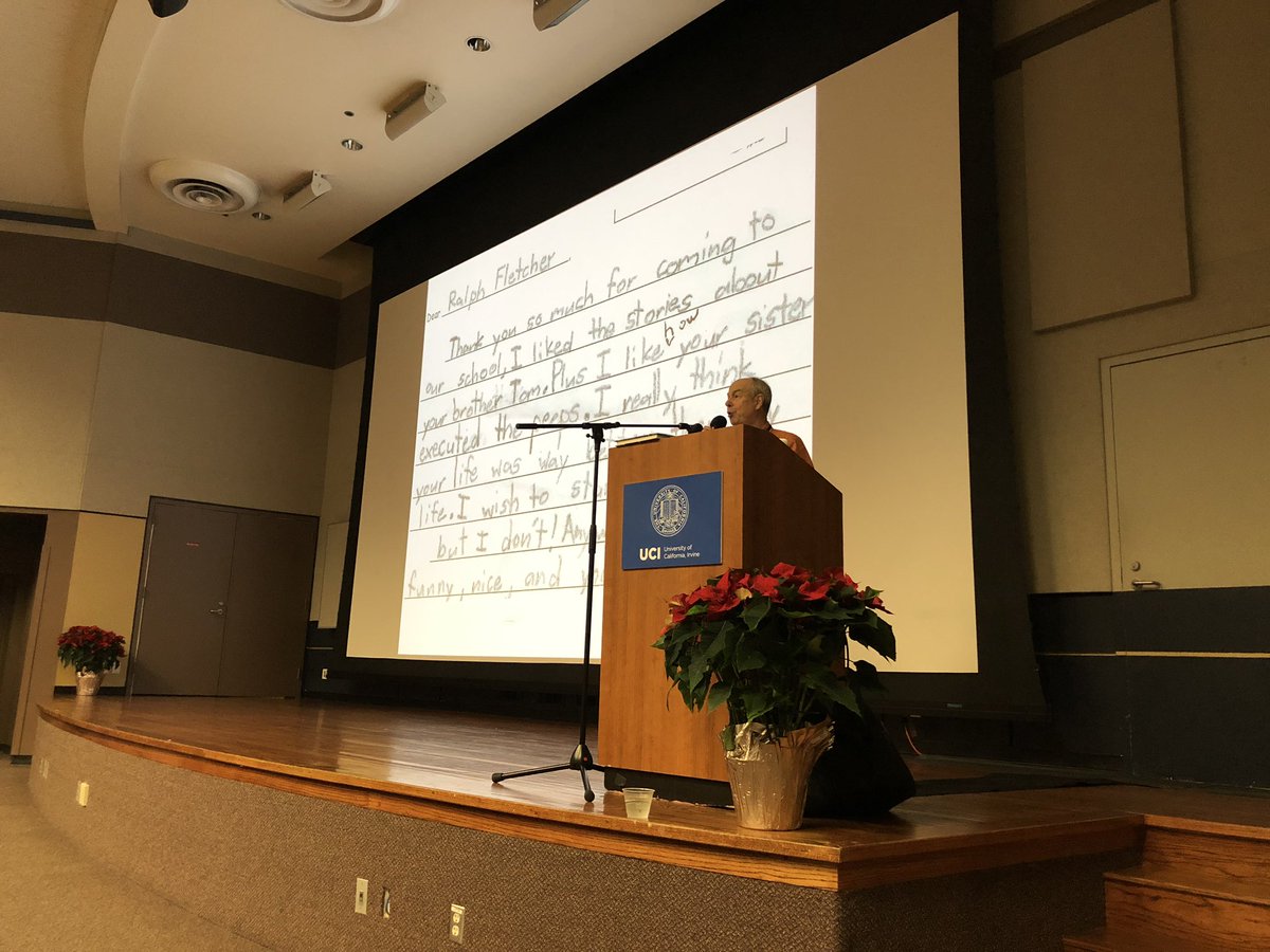 emccourtney's tweet photo. Getting inspired by the amazing @FletcherRalph at the UCI Annual Literacy Conference @UCIEducation #UCIWP2018 @CWP @writingproject https://t.co/MtNh0BfB1q