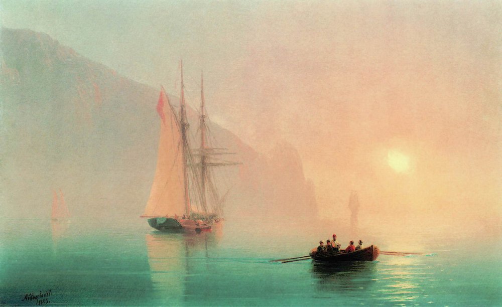 I haven't been on twitter much today, so I have no idea what the craziness level is, so I'll tweet this Aivazovsky painting as a preemptive strike against the craziness..."Ayu-Dag on a Foggy Day"