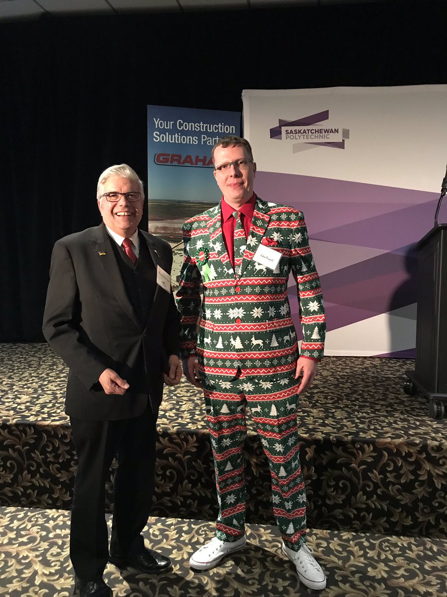best dressed Marketing student John Powell and MLA Warren Michelson @SaskPolytechDinners