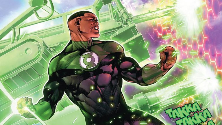 John Stewart aka Green LanternAbilities: posses the Green Lantern ring. Allows him to create constructs from weapons to aircraft's. The ring allows him to fly, create shields, shoot energy beams and so much more