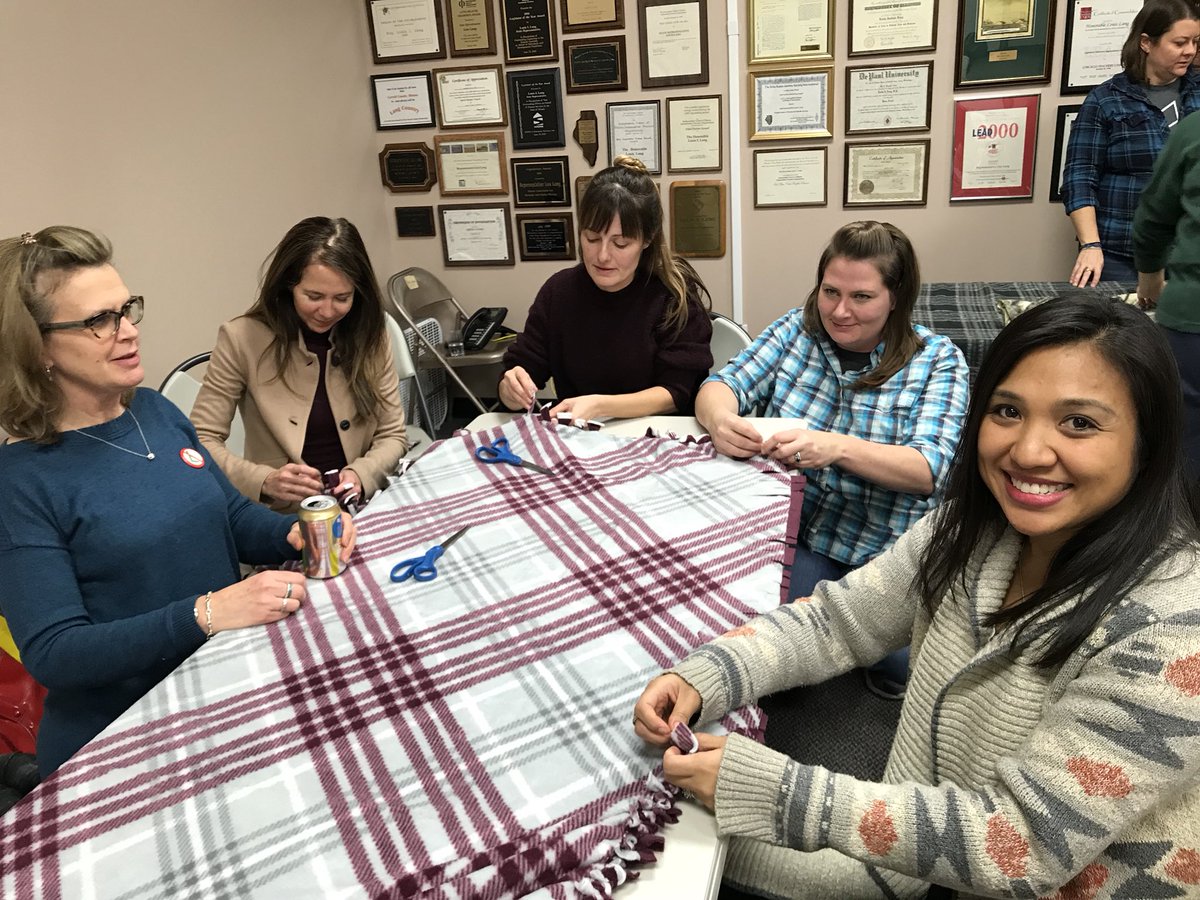 NilesDems's tweet photo. Thank you to all who came to our second annual blanket making event!  Lots of people and animals are going to be happy this winter! https://t.co/4HC6RKAT41