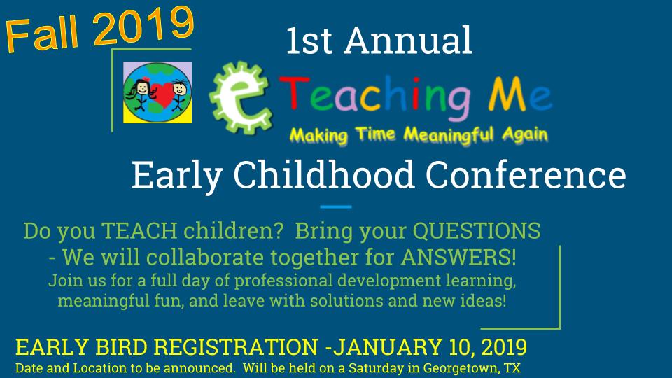 We are VERY EXCITED to announce the planning is underway for our @eteachingme 1st annual #earlychildhood #earlychildhooddevelopment Professional Developemmt conference fall 2019 in <a href="/Georgetown/">Georgetown University</a> TX!  #teachers #education #child <a href="/GtownViewMag/">Georgetown View Mag</a> <a href="/georgetowntx/">City of Georgetown</a>