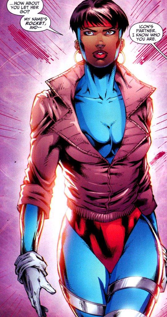 Raquel Ervin aka RocketAbilities: Can manipulate Kinetic Energy via Inertia Belt. This allows her to fly and create force fields