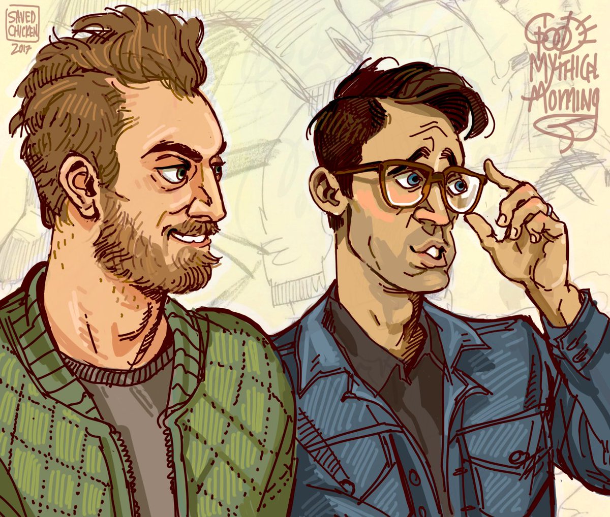 Still dumping tumblr art. @rhettandlink #goodmythicalmorning #artstudies #sketchbook #illustration #caricature 