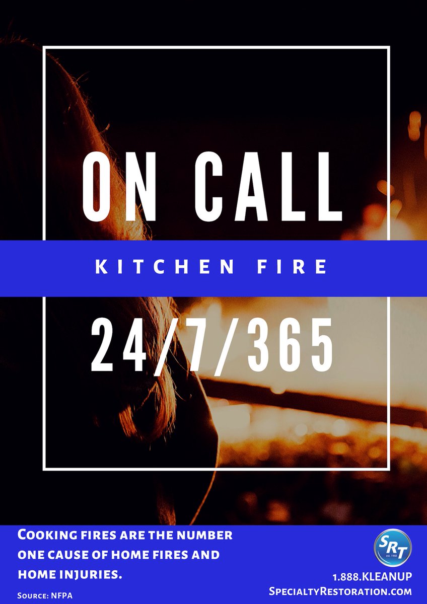 SRTkleanup's tweet image. Did you know that cooking fires are the number one cause of home fires and home injuries? 

#FIRE | #KITCHENFIRE | #247 | #EMERGENCYSERVICES 
1.888.KLEANUP
SpecialtyRestoration.com