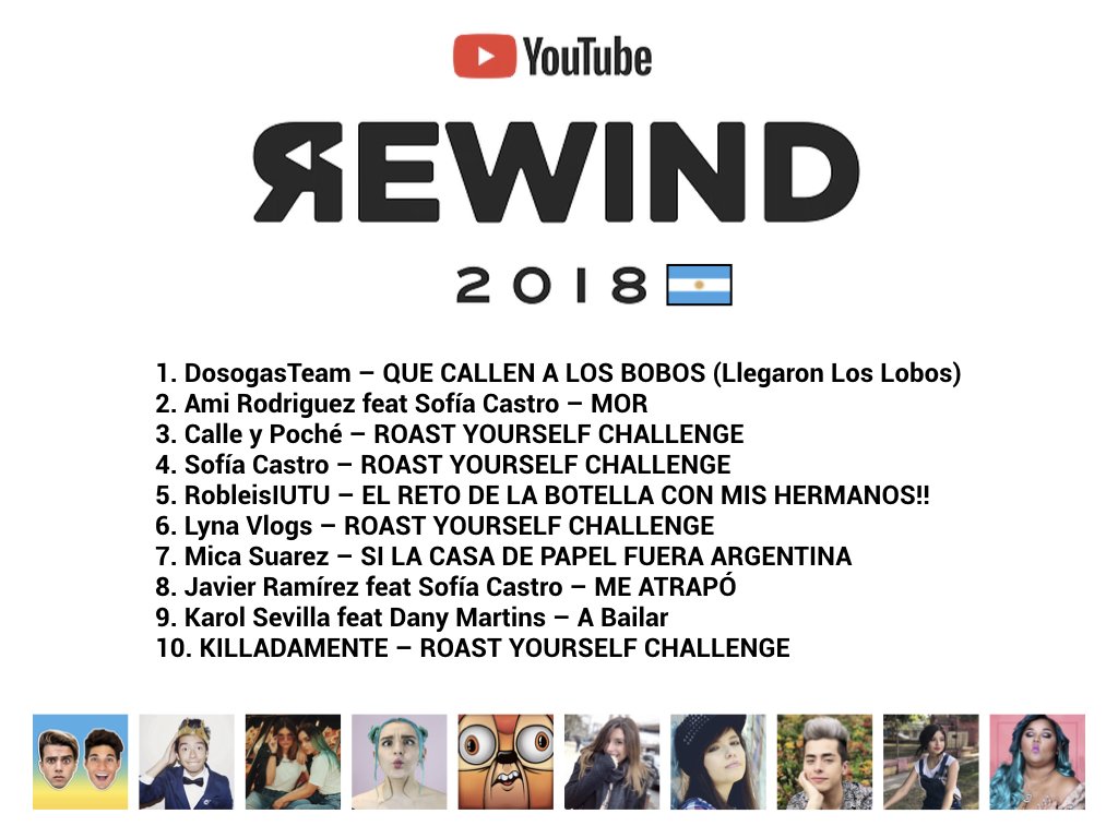 agimenez's tweet photo. Hoy @YouTube publicó su #rewind2018 y este fue el top 10 de videos creativos (NO musicales) más vistos por los usuarios de 🇦🇷 https://t.co/YU9kpqKluv