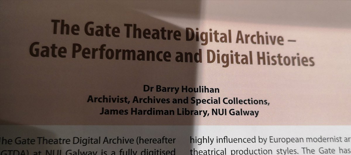 stagedreaction's tweet photo. Great to make the launch of new @Irish_Archives journal marking 90 years of @GateTheatreDub Thanks to editors Susan and Elizabeth, glad to be included in such great company #gate90 #archives https://t.co/nAKueBuzzq