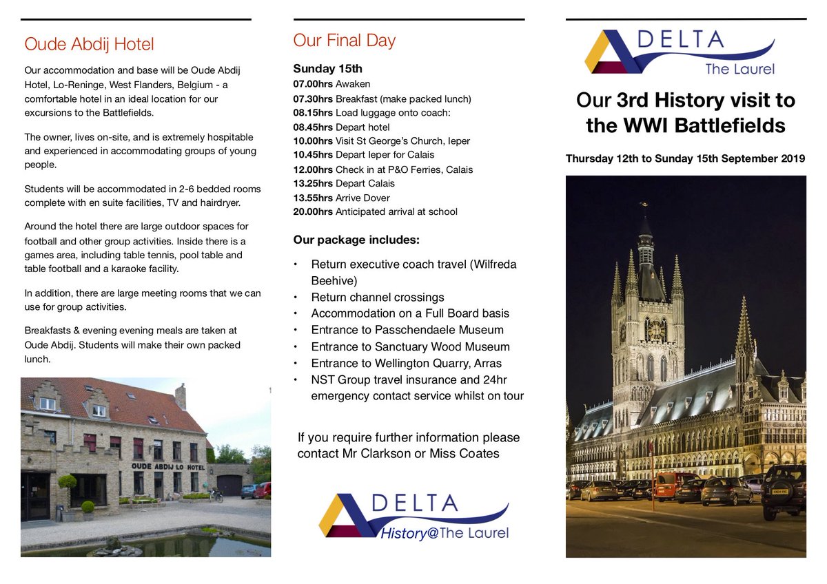 LaurelHistory1's tweet photo. Sneak preview for Year 8 #laurelhistorians our third WWI #battlefieldstour Leaflets and letter out next Monday! #AVisitToRemember https://t.co/9yljoZBTge