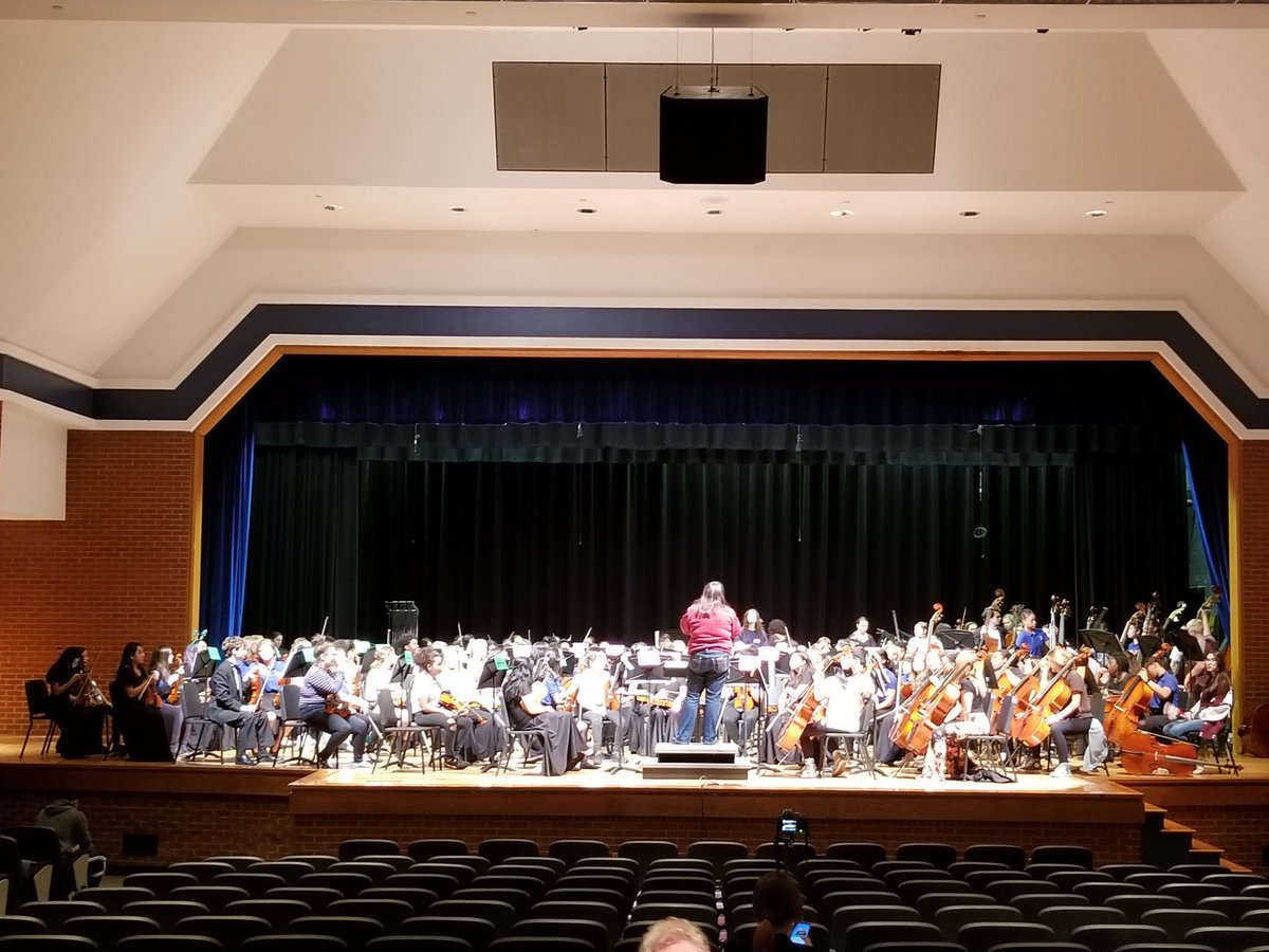 HBMSorchestra's tweet photo. We're getting ready for the CHS cluster concert. #hbmshawks #bothHBMS @CHSKnightOrch https://t.co/PZXlCIIBeY